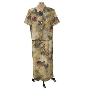 Lady Carol Maxi Dress Jacket Size 12 Semi Sheer Lined Floral Ethereal Romantic